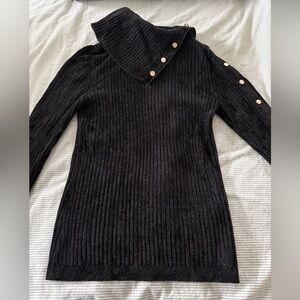 White House Black Market Chenille Ribbed Sweater with Asymmetrical Neckline